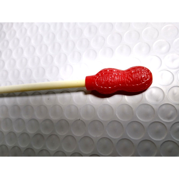The Peanut Shoppe Vintage Red Drinking Straw Embossed Nut Shaped Top Retro Cool - Picture 2 of 3